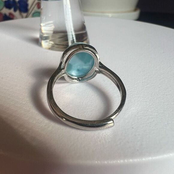 Larimar Crystal Oval Gemstone Ring‎ Size 7 Adjustable (#5) - Picture 4 of 11